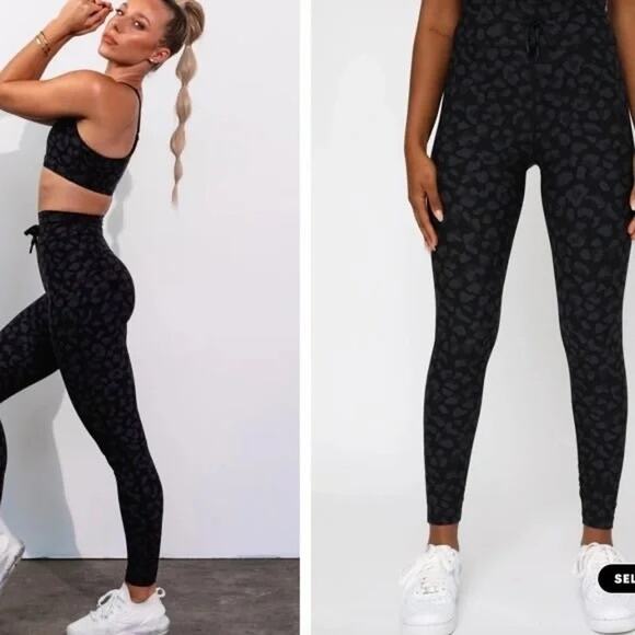 White Fox x Sarah’s Day Active Soldier Leggings Full Length Black Camo XS Sporty - Picture 1 of 5